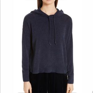 Eileen Fisher Navy Blue Chenille Sweater Hoodie